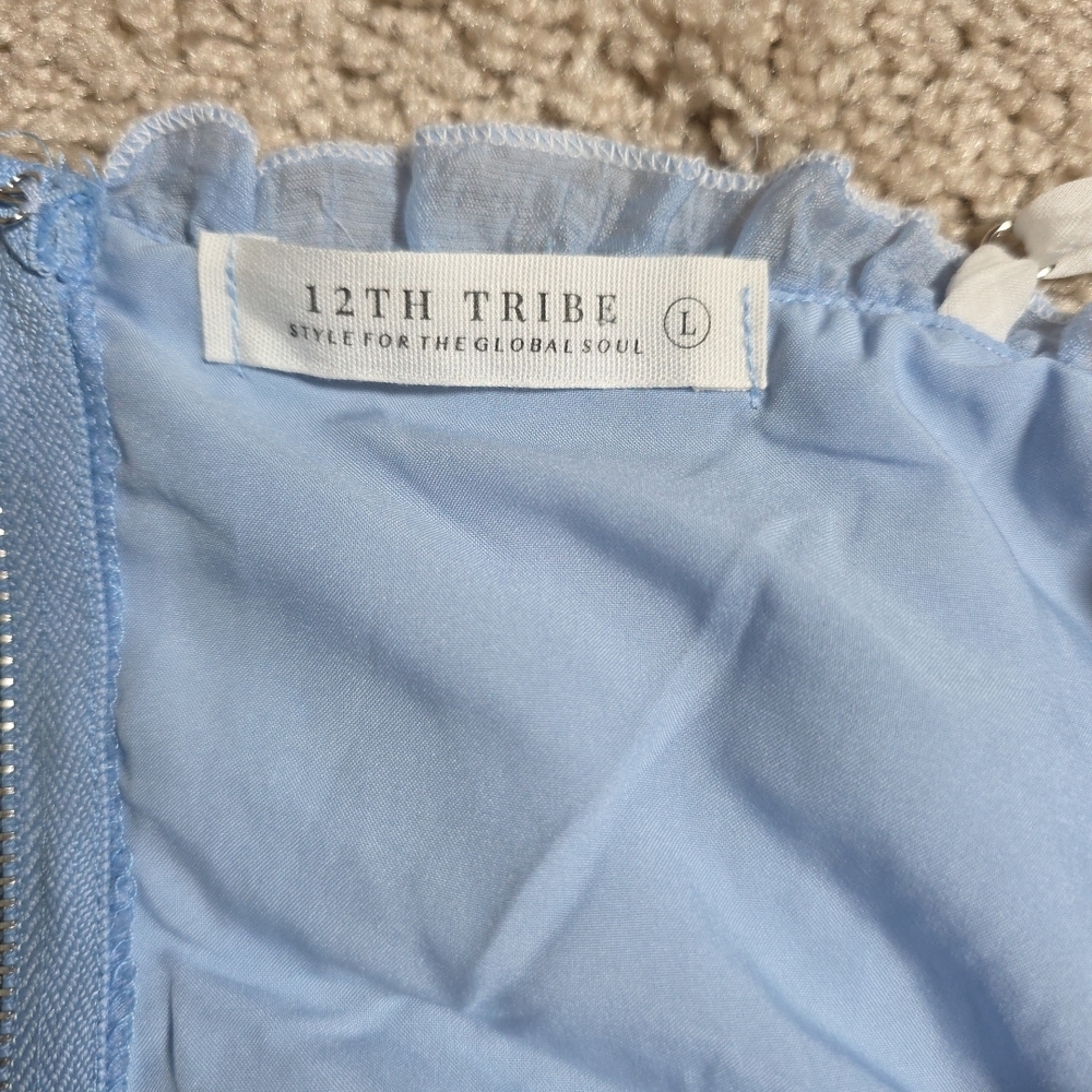 12TH TRIBE Light Blue Dahlia Maxi Skirt and Matching Tie Top Size Large - Picture 11 of 13